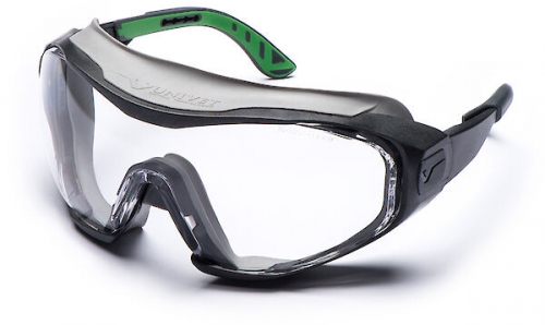 Ochelari protectie Clear Plus, rama gunmetal verde, tratament AS/AF, Univet